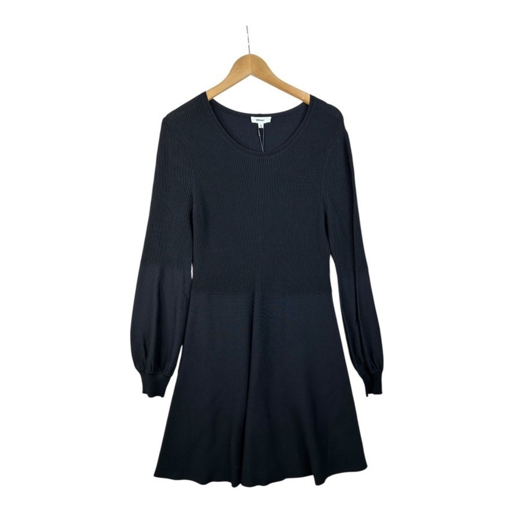 NWT a loves a Women's Jet‎ Black Ribbed Long Sleeve Dress Size Large